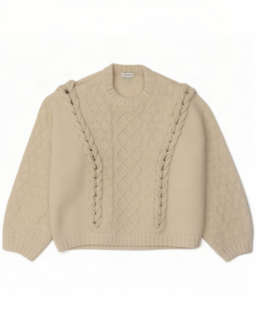 Topshop Maglione girocollo oversize da donna girocollo UK 14 medio Bianco sporco