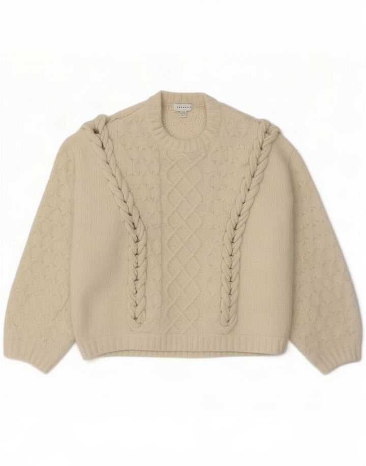 Topshop Maglione girocollo oversize da donna girocollo UK 14 medio Bianco sporco