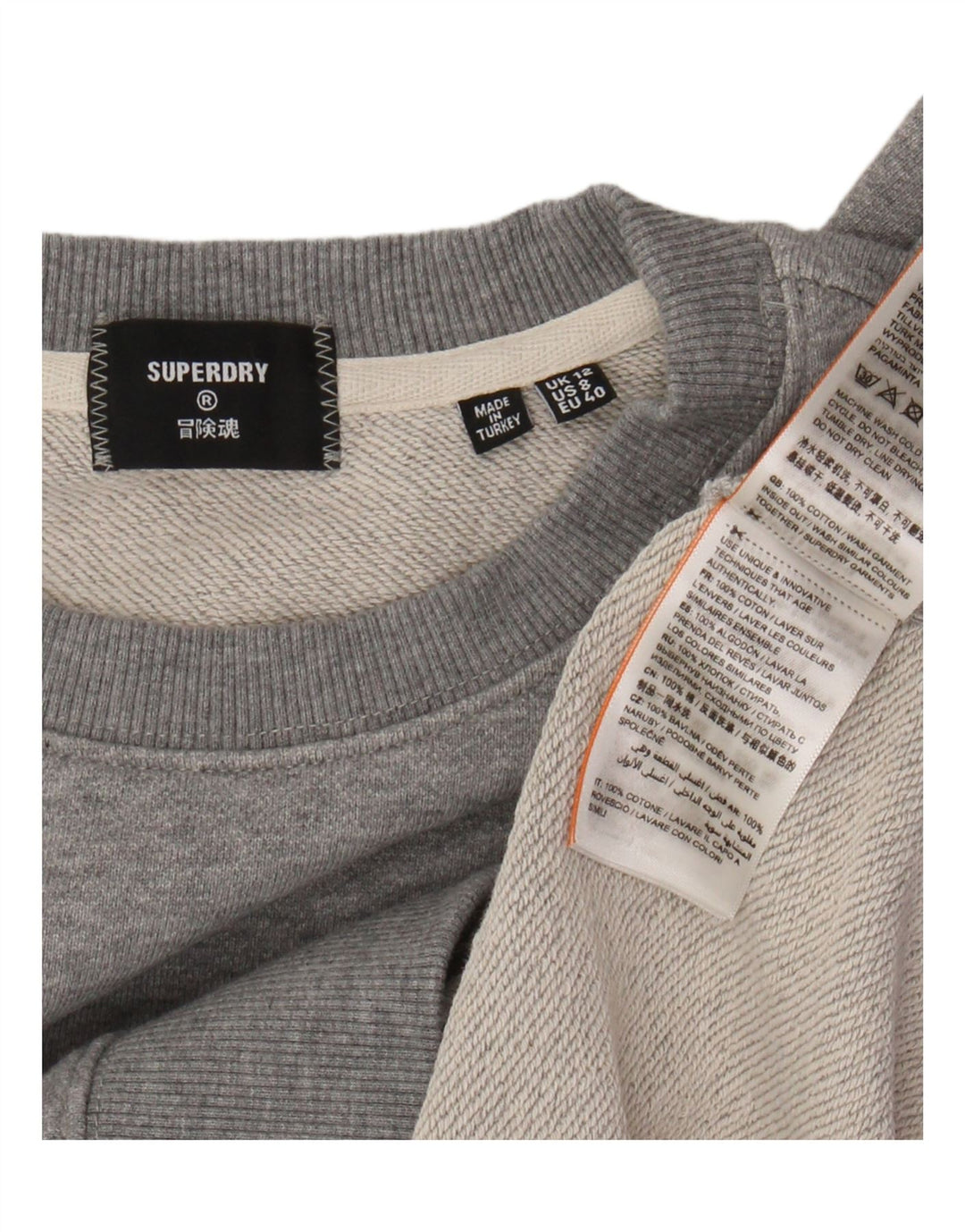 Felpa oversize da donna SUPERDRY UK 12 Cotone grigio medio