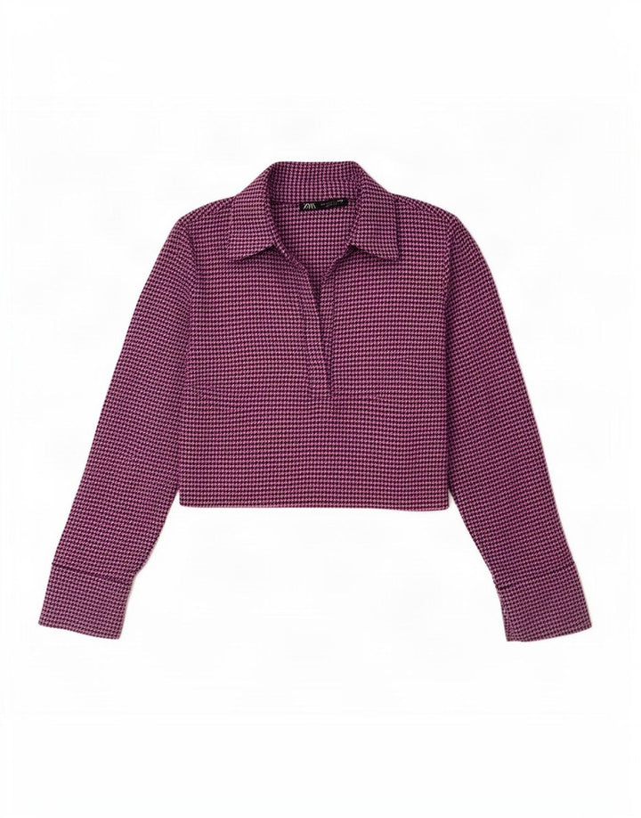 Top Bolero da donna Zara UK 10 piccolo pied de poule rosa