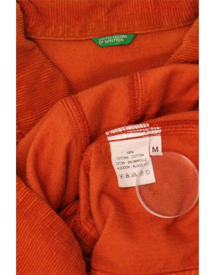 Camicia da donna in velluto a coste Benetton UK 14 cotone arancione medio