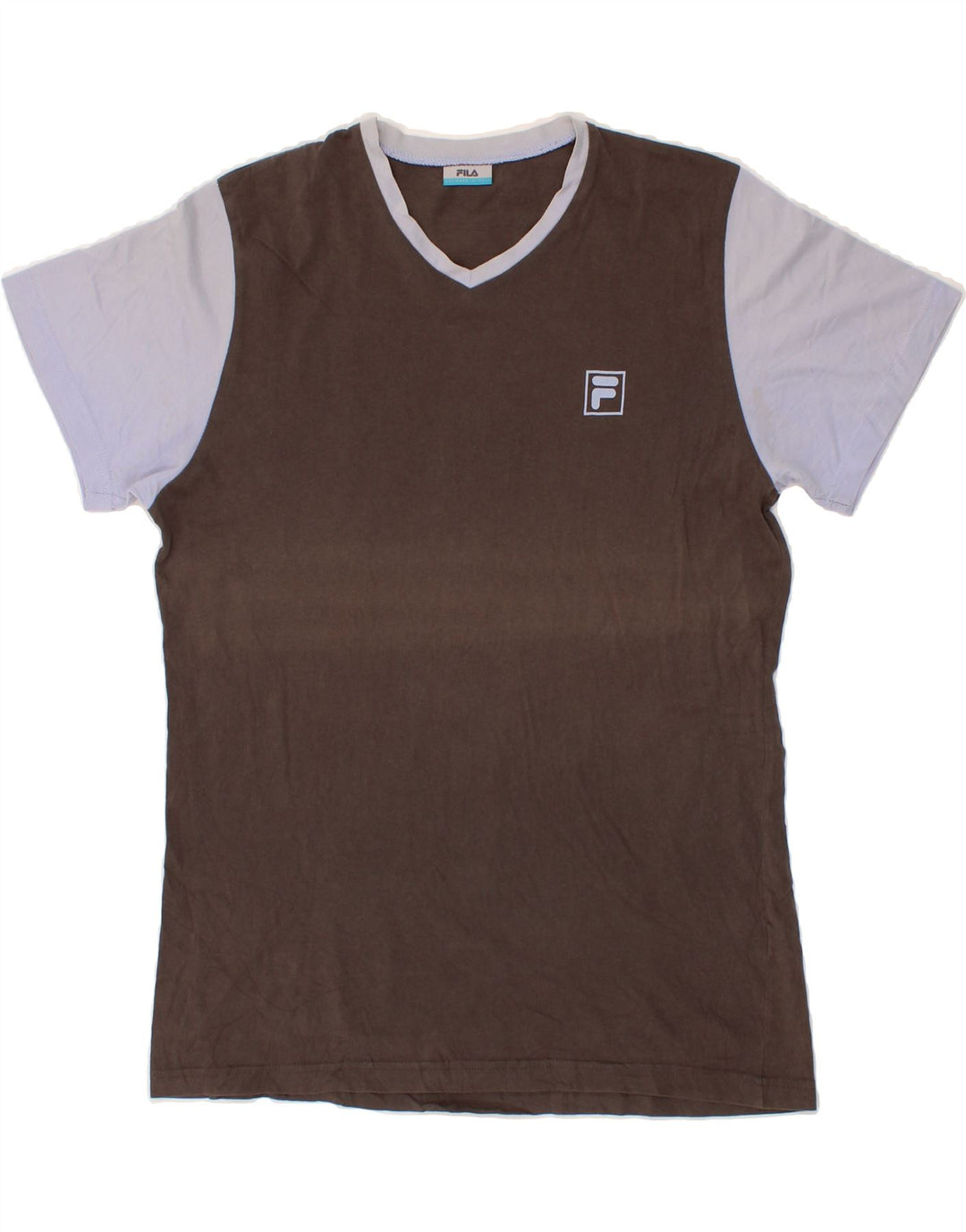 FILA Mens T-Shirt Top Medium Brown Colourblock Cotton Vintage Fila and Second-Hand Fila from Messina Hembry 