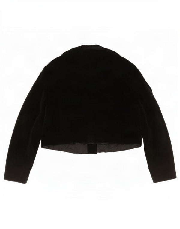 Giacca Bolero vintage da donna in velluto UK 14 media nera