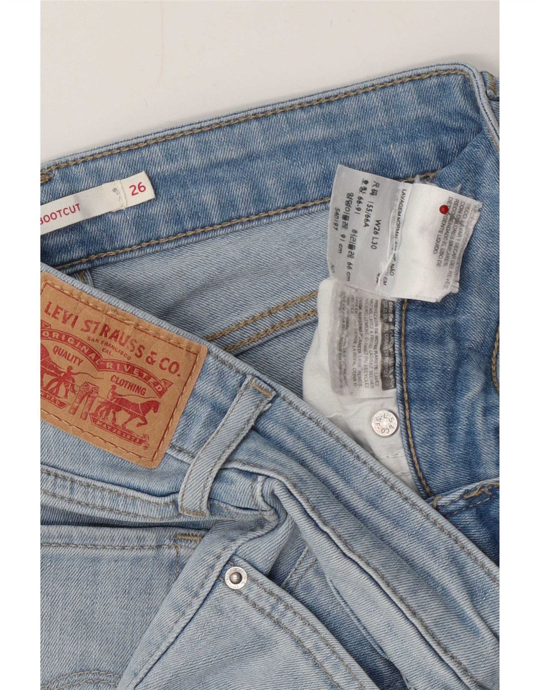 Levi's Jeans bootcut 715 invecchiati da donna W26 L30 cotone blu