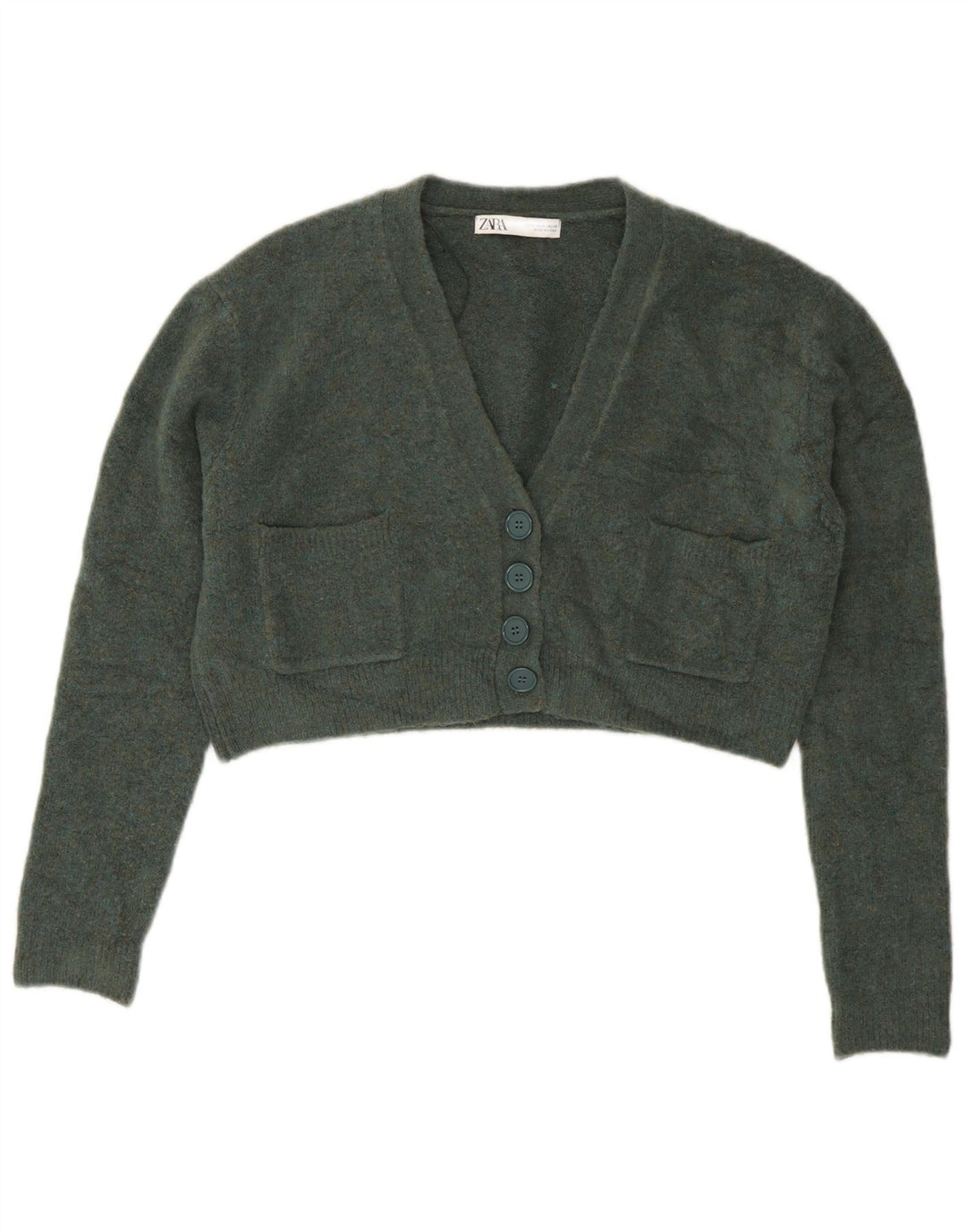 Maglione cardigan oversize corto da donna Zara UK 10 piccolo verde