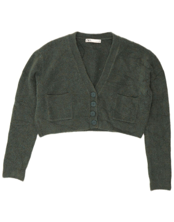 Maglione cardigan oversize corto da donna Zara UK 10 piccolo verde