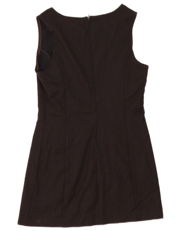 Abito da donna senza maniche a trapezio Benetton UK 12 Gessato marrone medio