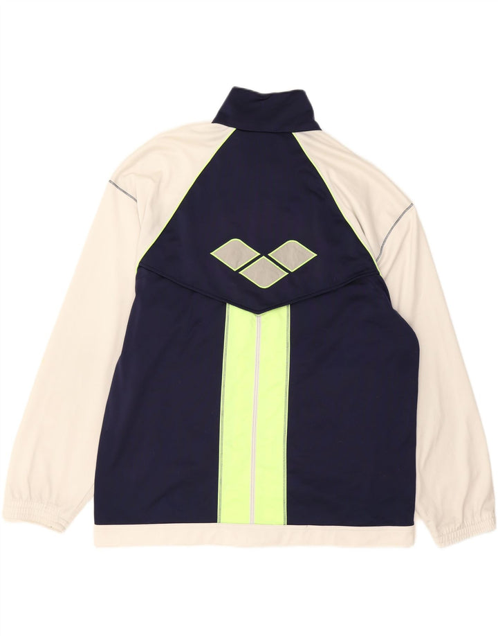 ARENA Mens Tracksuit Top Jacket Large Navy Blue Colourblock Vintage Arena and Second-Hand Arena from Messina Hembry 