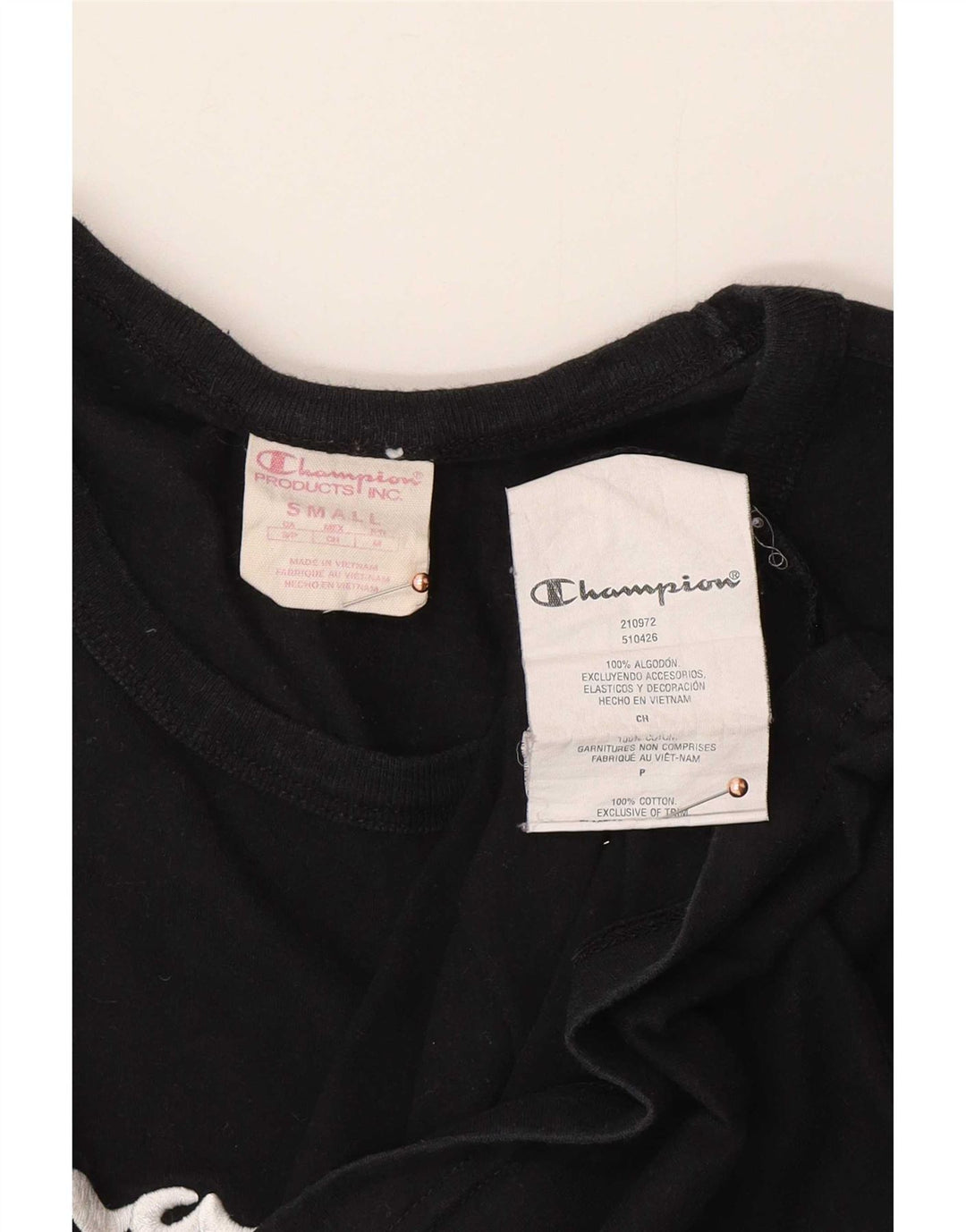 T-shirt grafica da uomo Champion Top piccola in cotone nero
