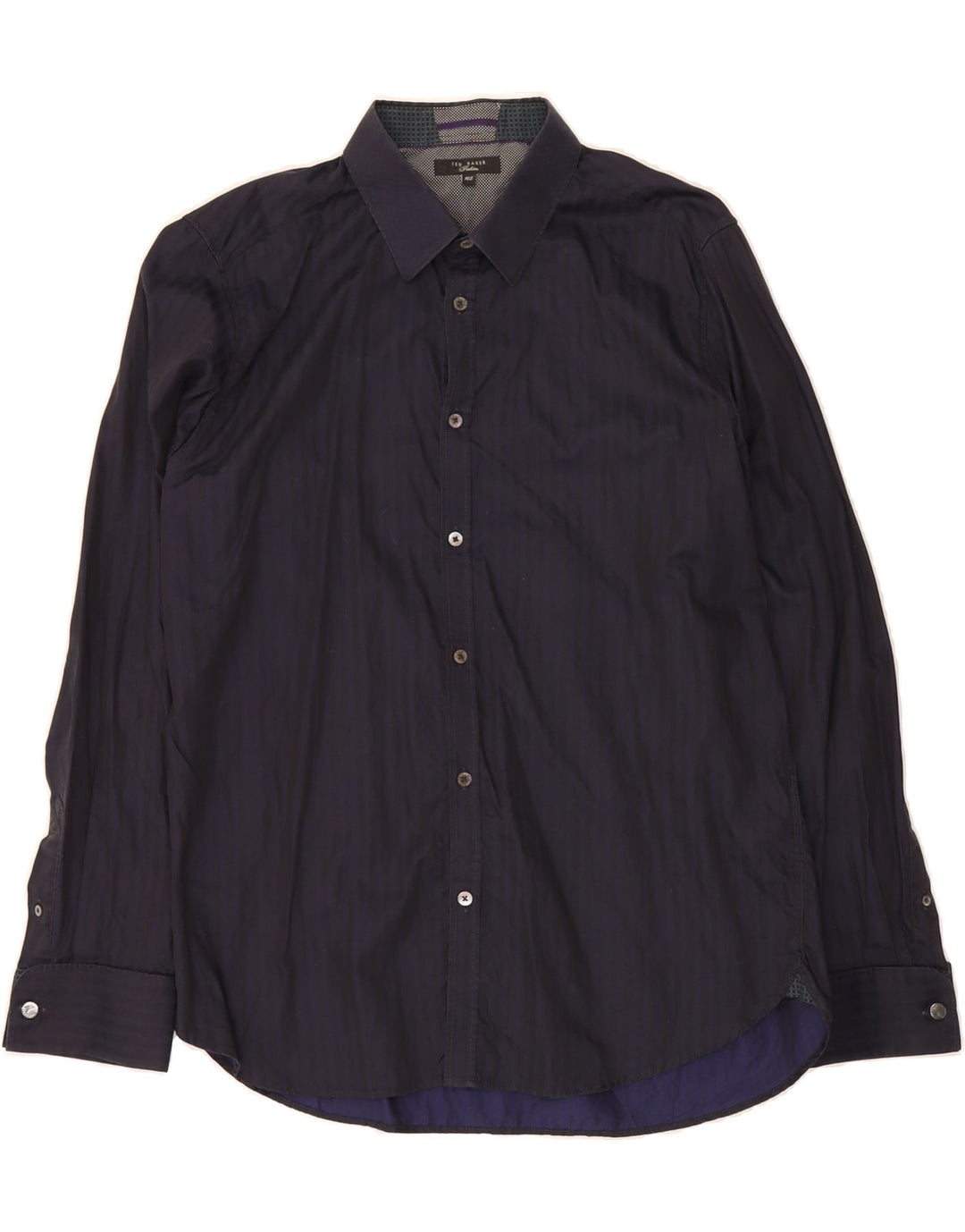 TED BAKER Mens Shirt Size 16.5 XL Navy Blue Striped Cotton Vintage Ted Baker and Second-Hand Ted Baker from Messina Hembry 