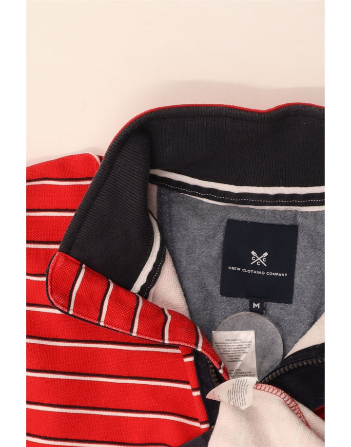 CREW CLOTHING Mens Zip Neck Sweatshirt Jumper Medium Red Striped Cotton