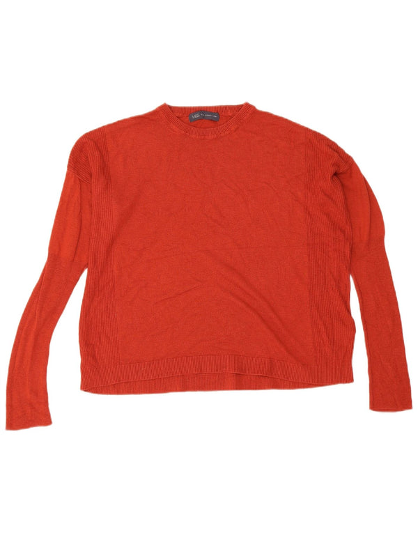 Maglione maglione girocollo corto da donna Marks & Spencer UK 12 rosso medio
