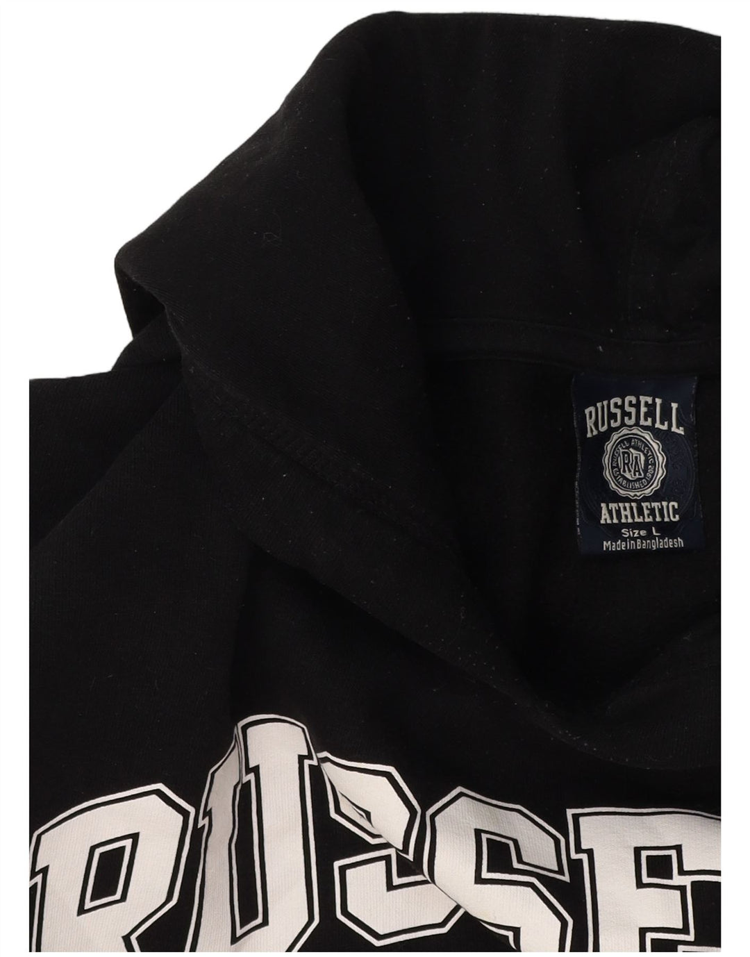 RUSSELL ATHLETIC Felpa con cappuccio grafica da uomo grande in cotone nero