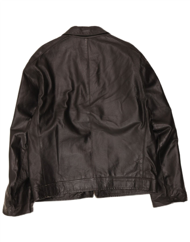 Giacca bomber in pelle da uomo vintage UK 42 2XL Pelle nera