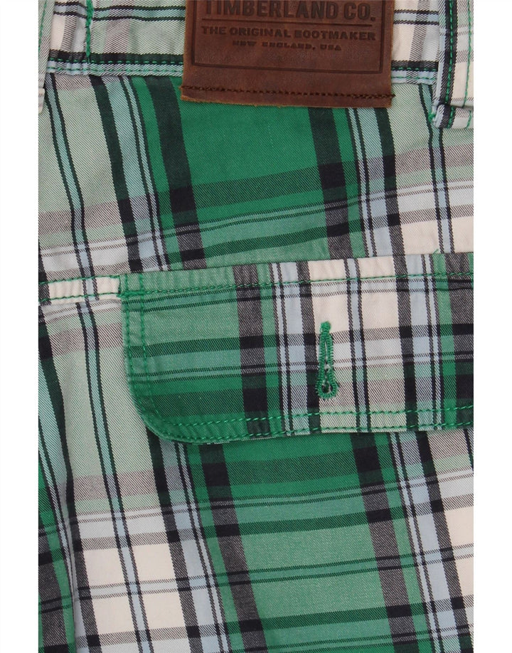 Pantaloncini cargo da ragazzo Timberland 15-16 anni W32 cotone a quadri verdi
