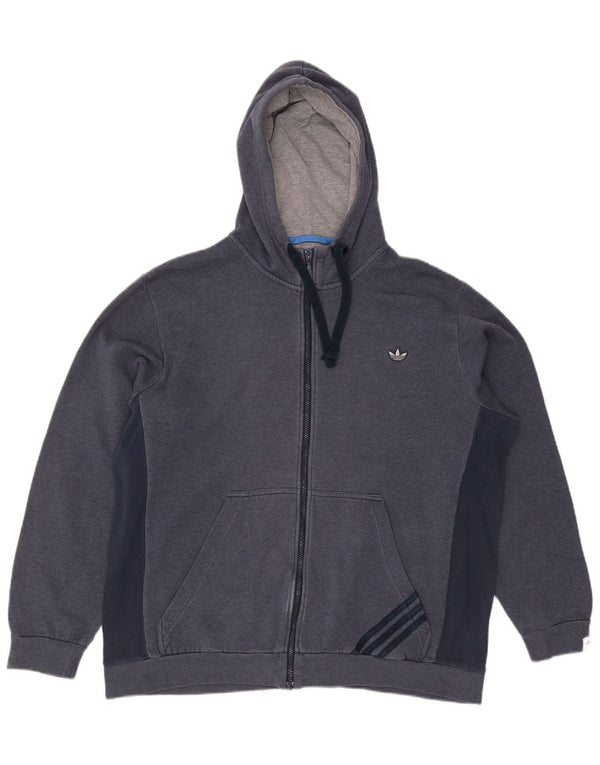 Maglione con cappuccio e zip da uomo ADIDAS XL in cotone blu navy