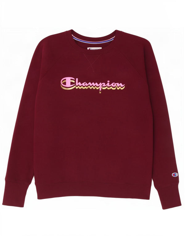Champion Womens Graphic Sweatshirt Jumper UK 16 Large Burgundy Cotton