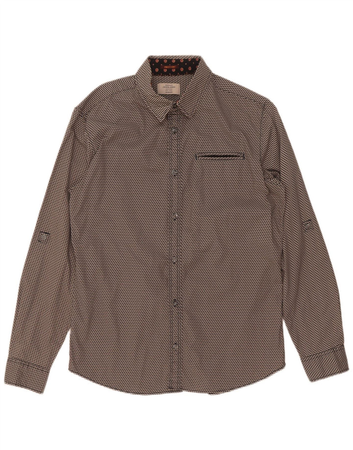 Camicia da uomo Jack & Jones grande in cotone geometrico grigio