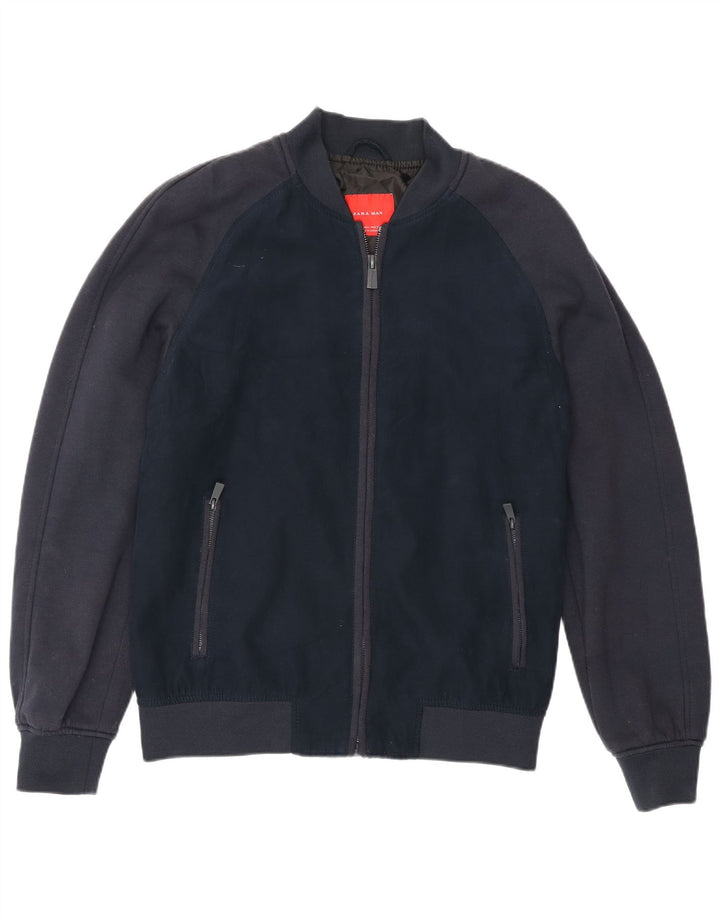 Giubbotto bomber da uomo Zara UK 40 grande blu navy
