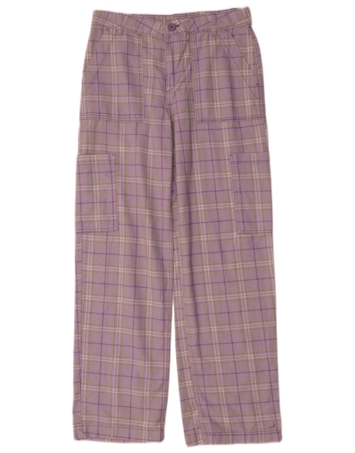 DIVIDED Womens Straight Cargo Trousers US 4 Small W30 L31 Purple Check