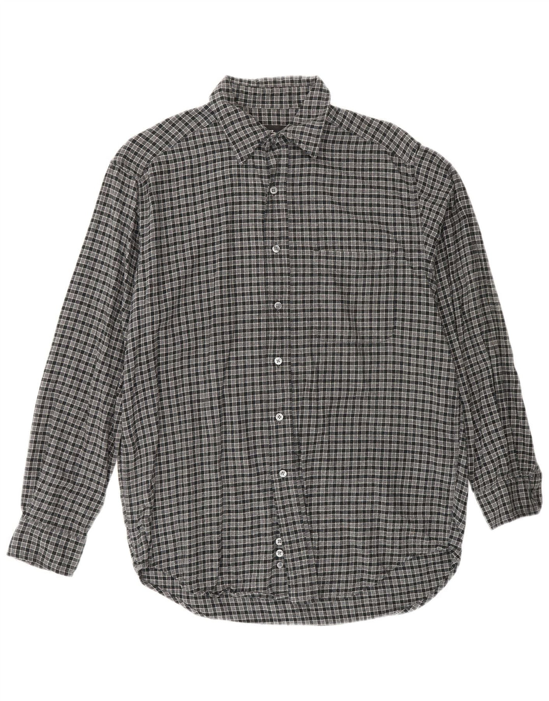 EDDIE BAUER Camicia da uomo in flanella di cotone a quadri piccoli grigi