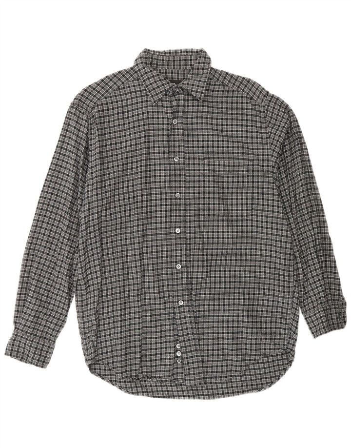 EDDIE BAUER Camicia da uomo in flanella di cotone a quadri piccoli grigi