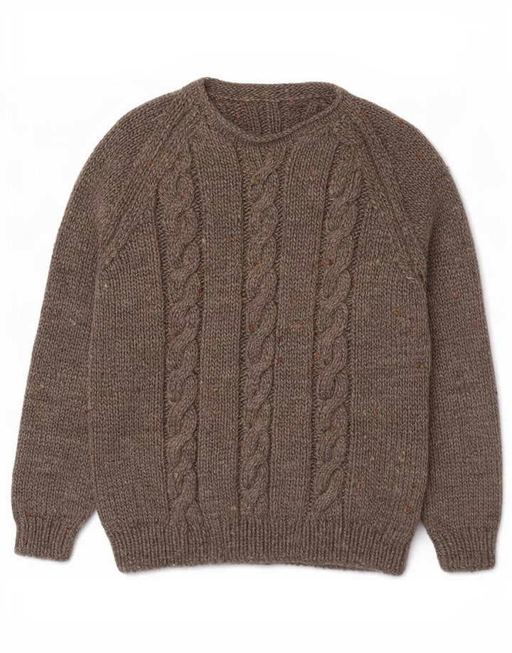 Maglione vintage da uomo con scollo a barca piccolo grigio screziato
