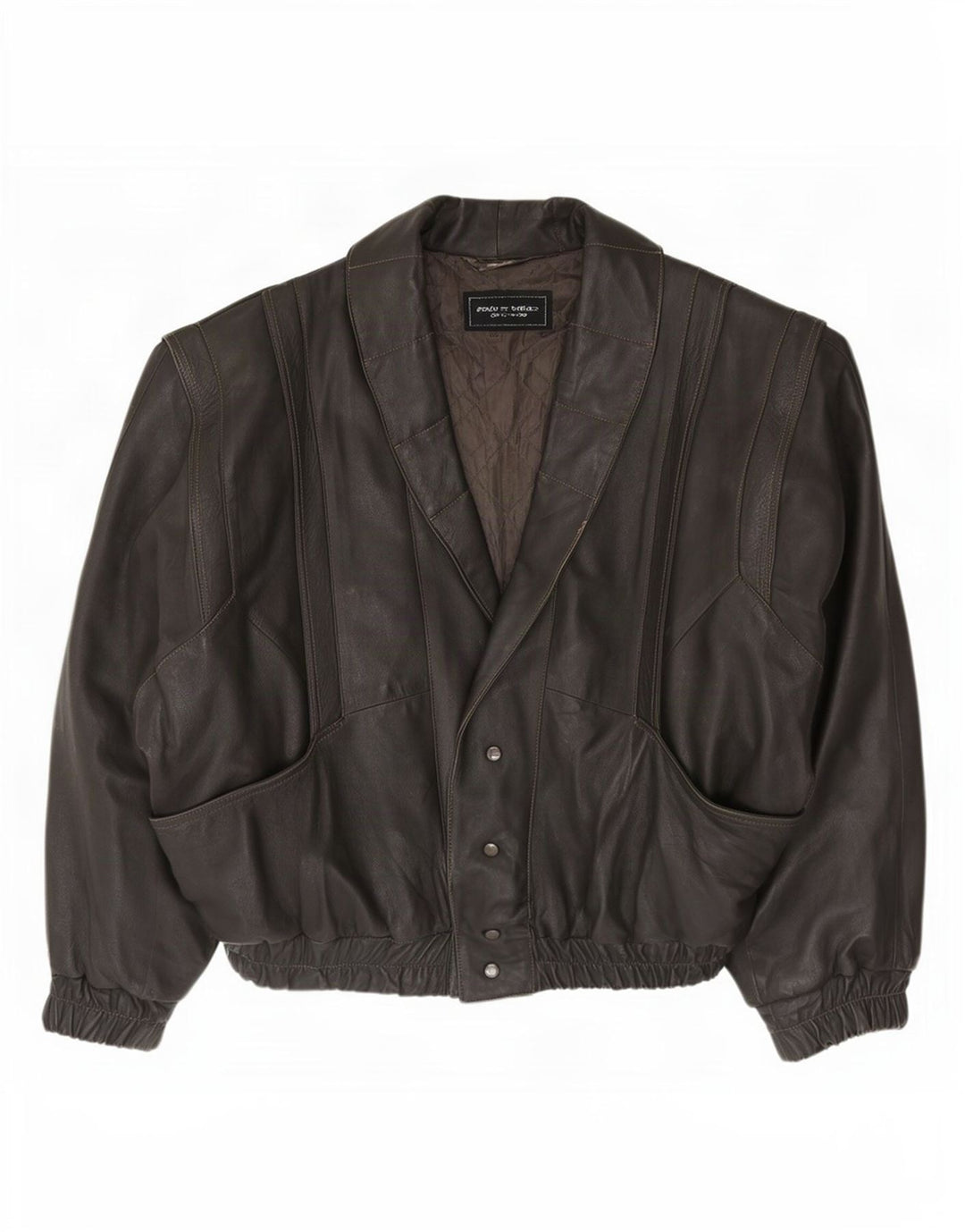 Giacca in pelle vintage da uomo vestibilità ampia UK 38 Grigio medio