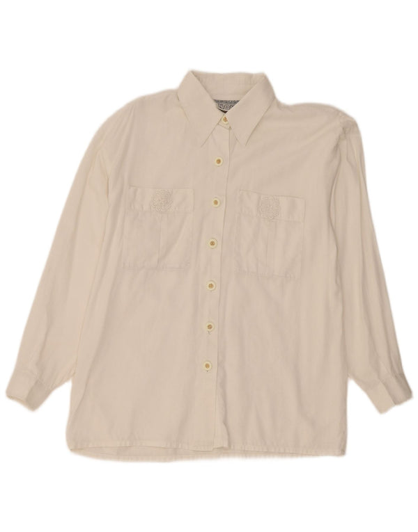 Pancaldi & B Womens Shirt UK 14 Large White Floral
