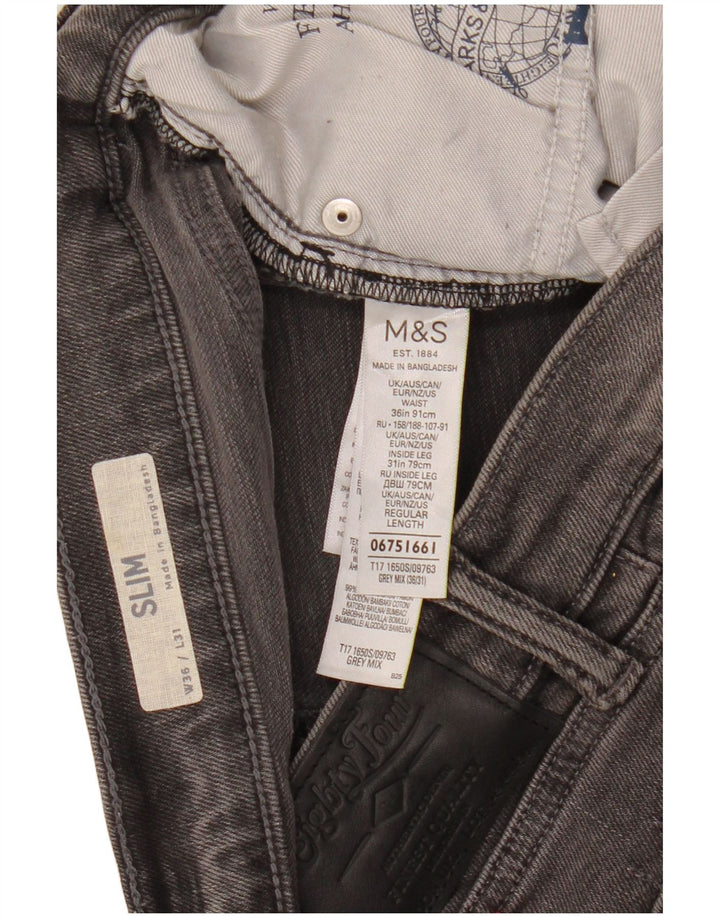 Jeans slim da uomo Marks & Spencer W36 L31 cotone grigio