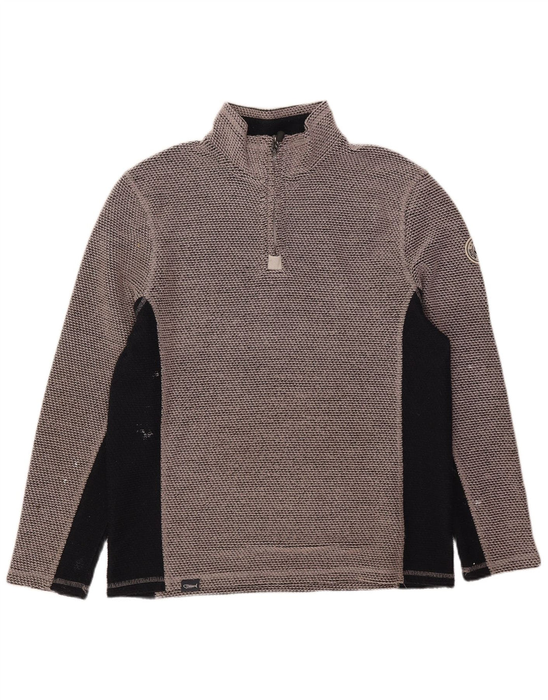 Felpa con collo con zip grafica da uomo Weird Fish, maglione color grigio medio