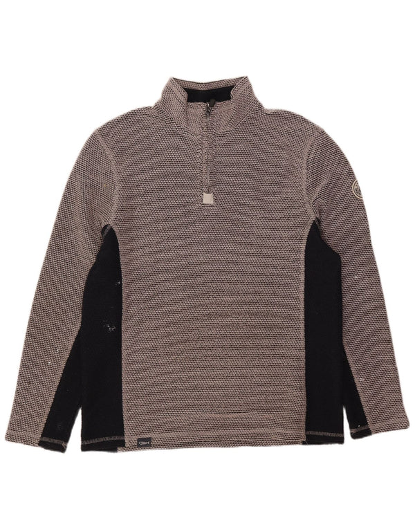 Felpa con collo con zip grafica da uomo Weird Fish, maglione color grigio medio