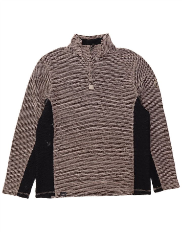 Felpa con collo con zip grafica da uomo Weird Fish, maglione color grigio medio