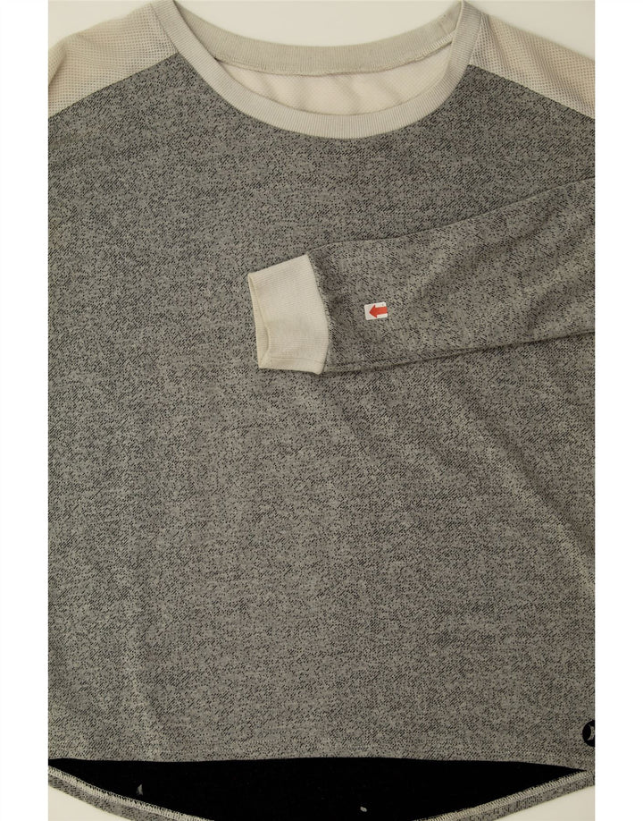 HURLEY Womens Sweatshirt Jumper UK 14 Medium Grey Colourblock Polyester Vintage Hurley and Second-Hand Hurley from Messina Hembry 