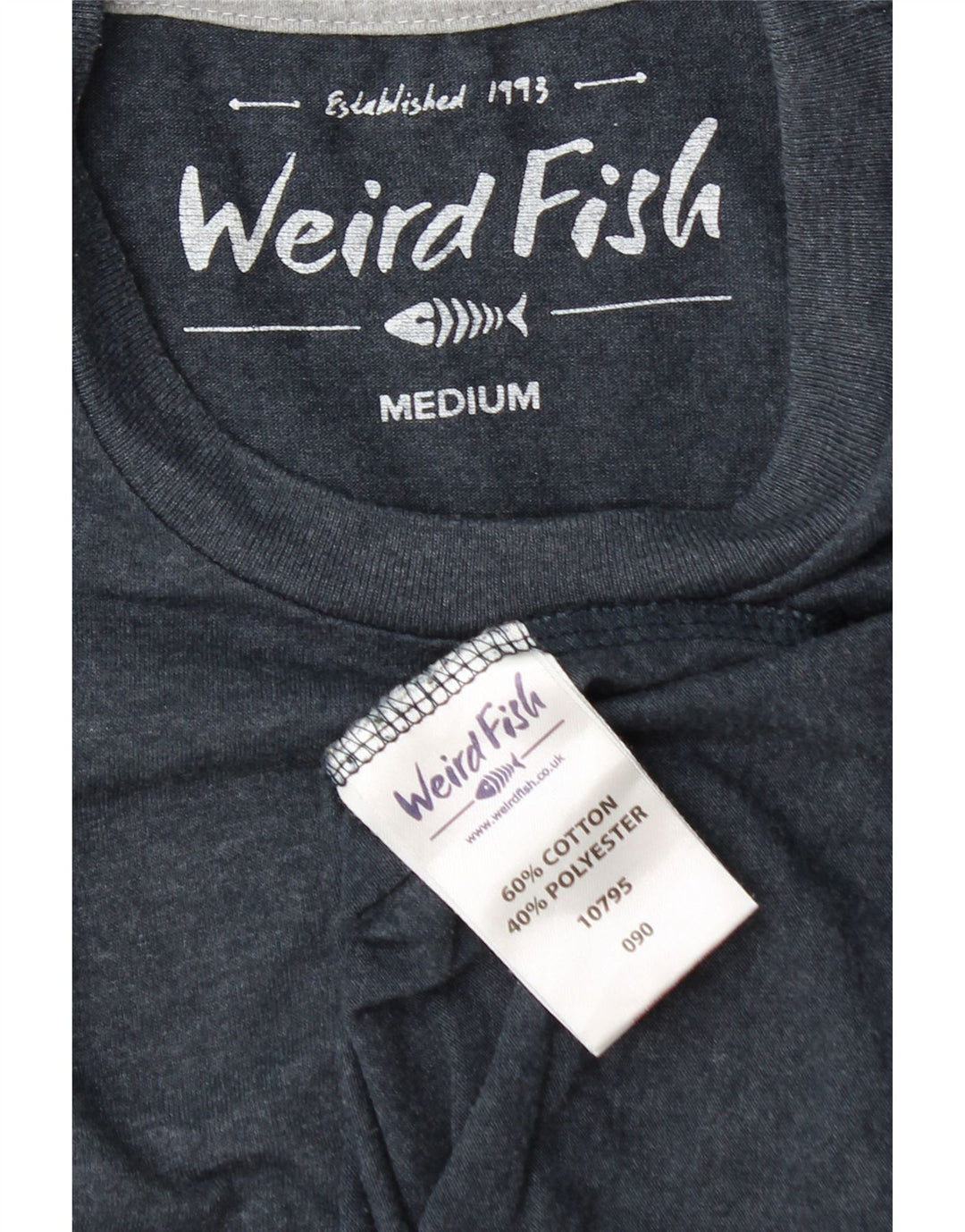 T-shirt da uomo Weird Fish Top in cotone blu navy medio