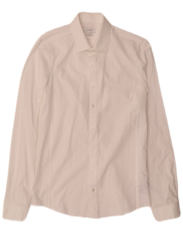 Camicia da uomo extra slim fit Calvin Klein taglia 39 15 1/2 cotone bianco medio