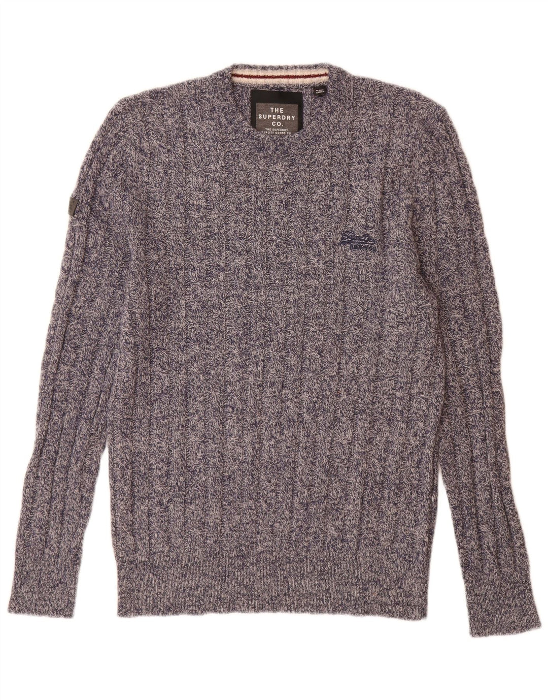 Maglione maglione girocollo da uomo Superdry grande lana d'agnello screziata blu navy