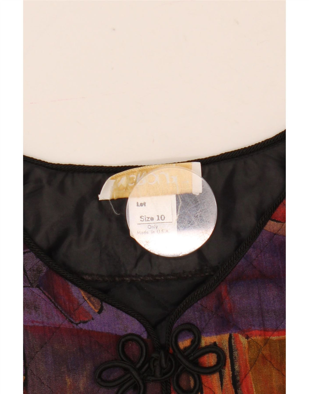 Giacca blazer corta da donna VINTAGE US 10 grande geometrica multicolore