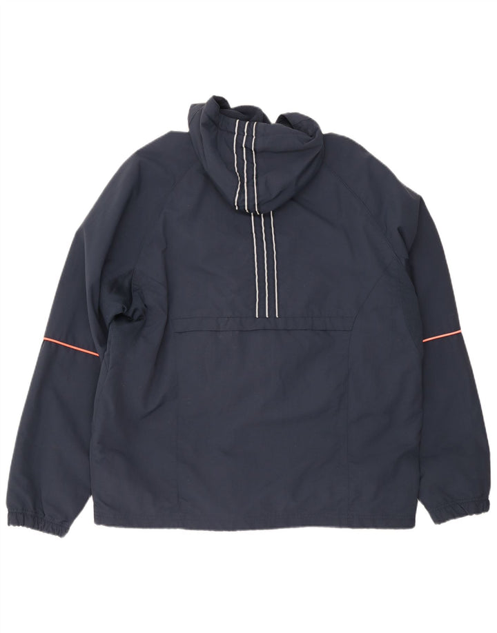 Giacca anorak da uomo con cappuccio Adidas UK 42/44 grande poliestere blu navy