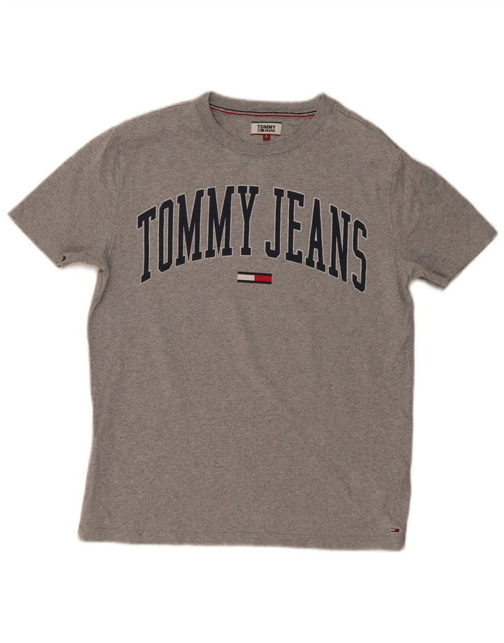 T-shirt grafica da uomo Tommy Hilfiger Top piccola in cotone grigio