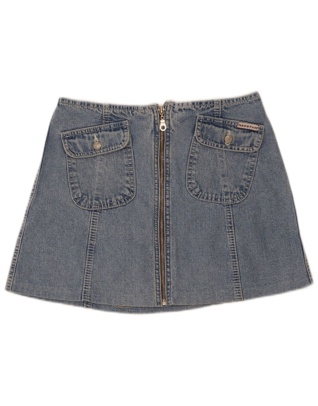 Minigonna vintage da donna in denim W27 piccola in cotone blu
