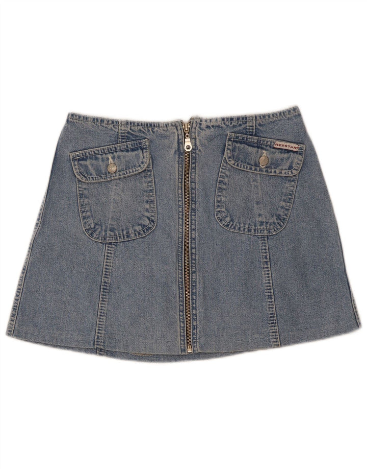 Minigonna vintage da donna in denim W27 piccola in cotone blu