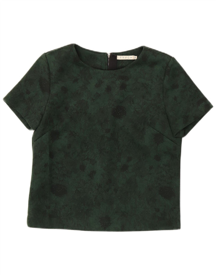 FRNCH Camicetta corta da donna Top UK 16 Piccolo poliestere floreale verde