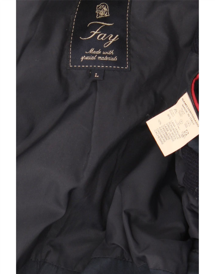 Cappotto da uomo Fay UK 40 Large in lana vergine blu navy