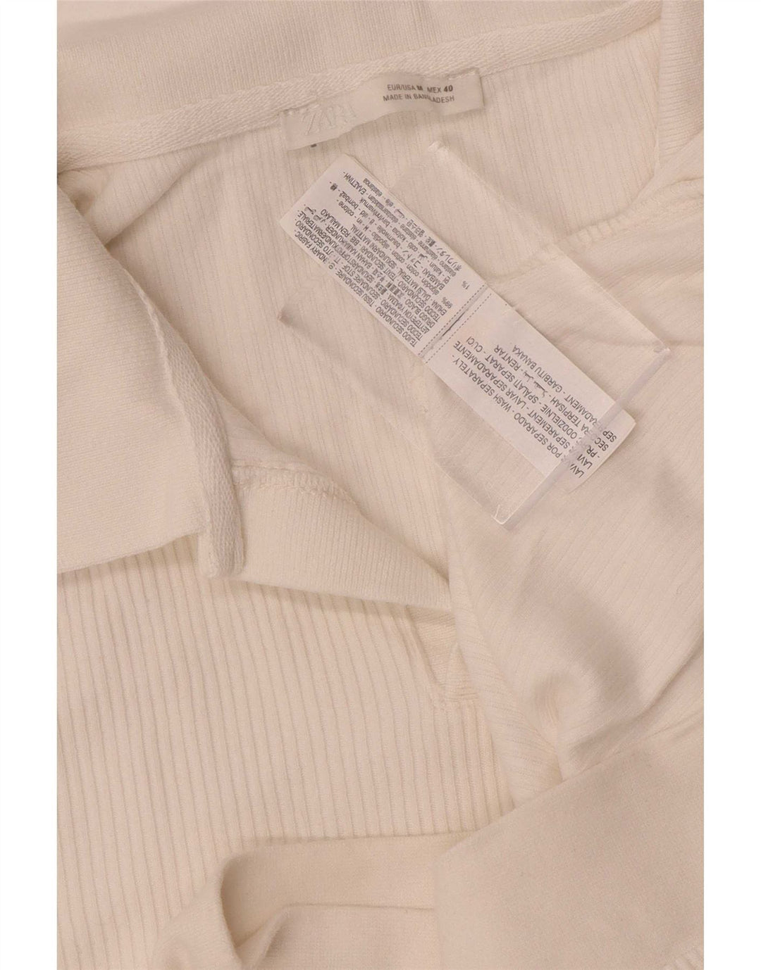 Polo da uomo Zara in cotone a righe bianche medie