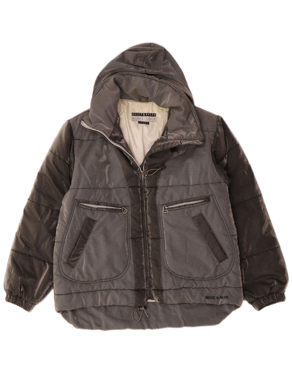 Giacca imbottita oversize con cappuccio Belfe & da donna UK 14 Colorblock grigio medio