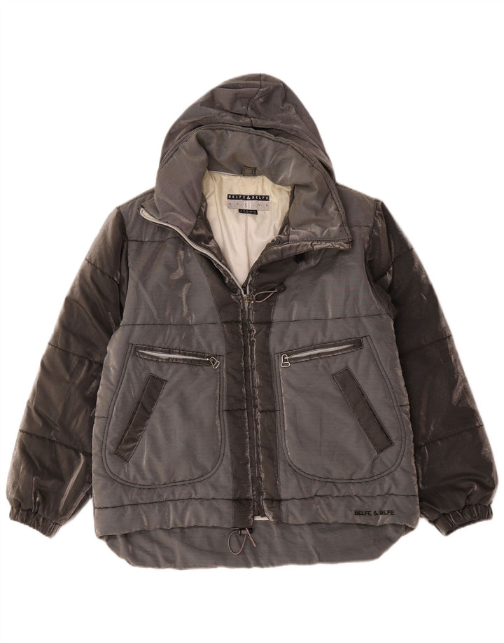 Giacca imbottita oversize con cappuccio Belfe & da donna UK 14 Colorblock grigio medio