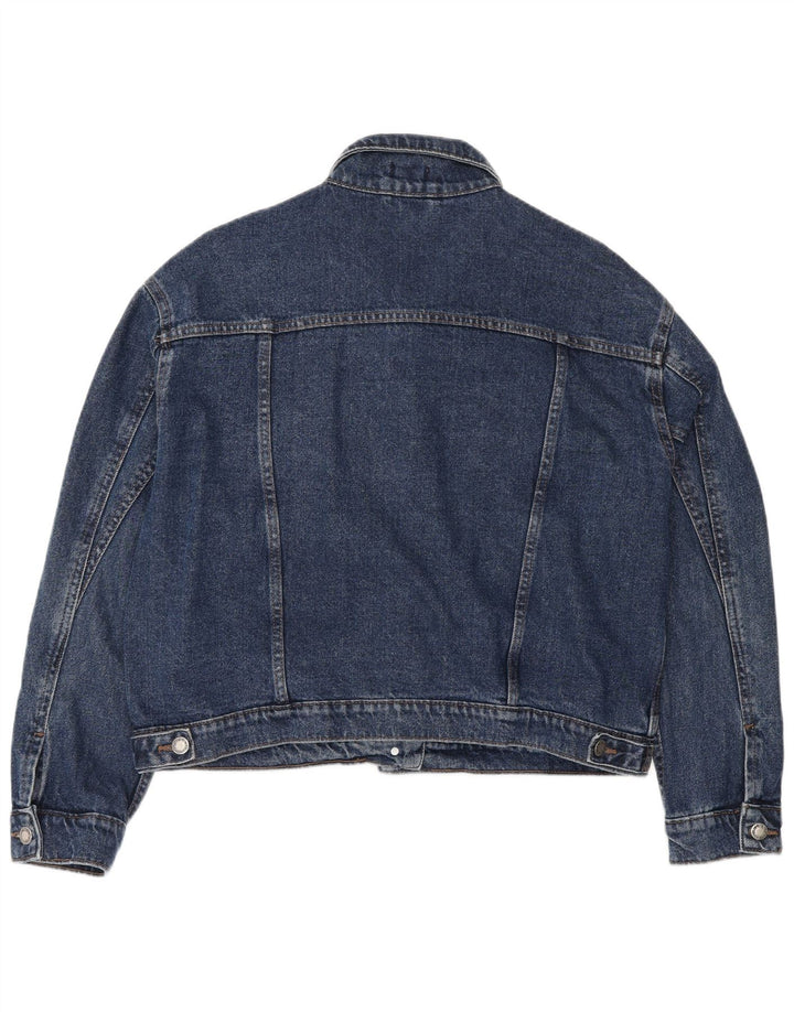 Giacca in denim corta vestibilità regolare da donna VINTAGE UK 16 grande blu