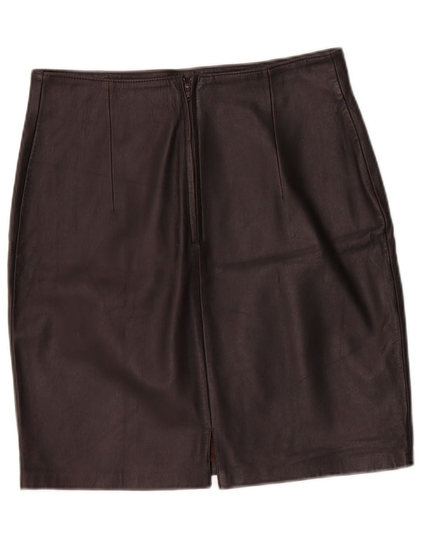 Minigonna in pelle vintage da donna IT 40 piccola W28 nera