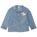 Giacca in denim con grafica vintage da donna UK 12 blu medio